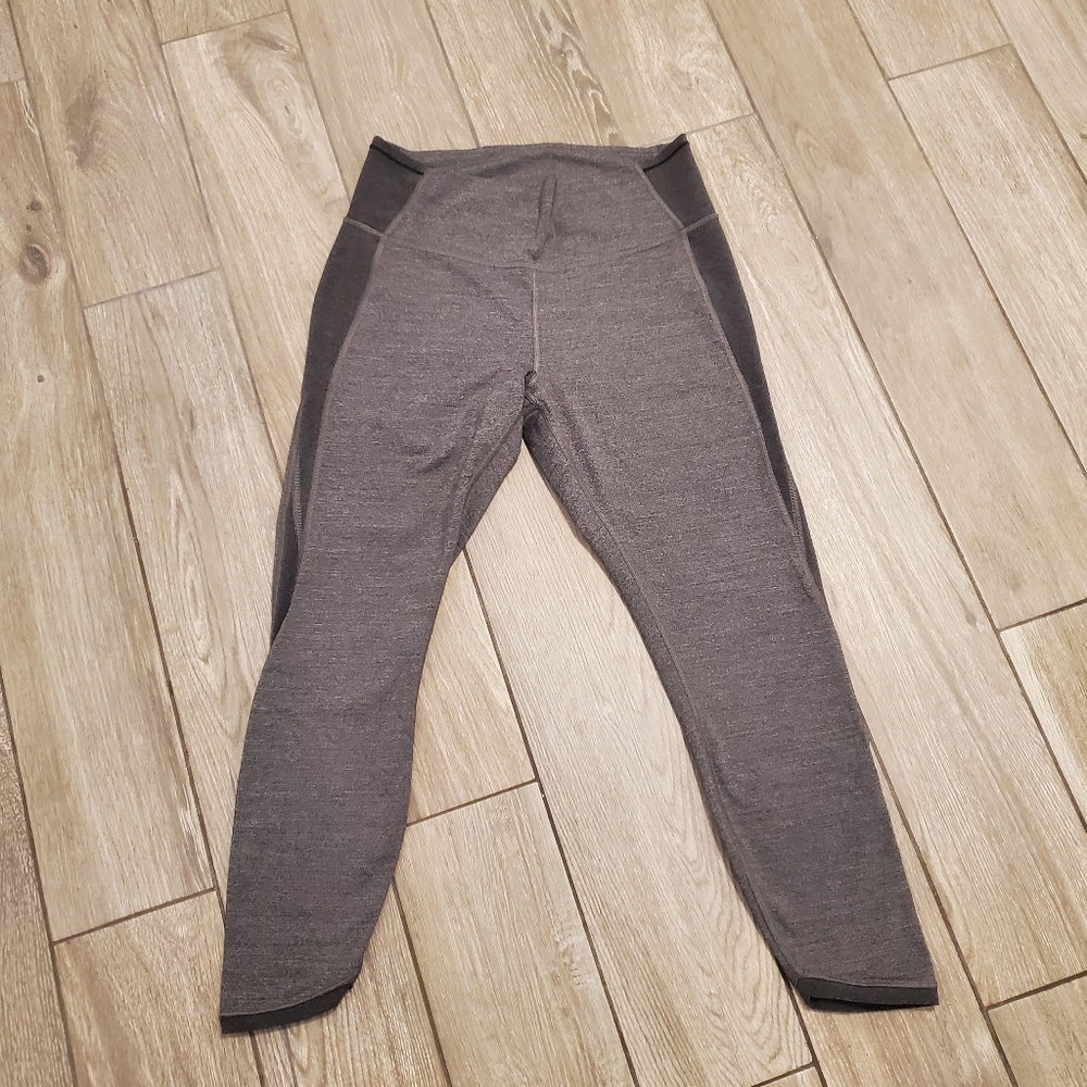 Lululemon women's 2-tone black gray pocketed stretch leggings size 12
